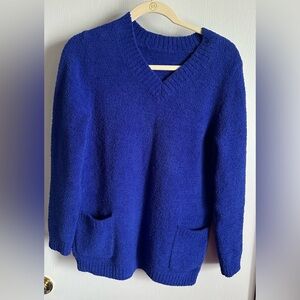 Susan Graver Blue V-Neck Sweater Knit Design